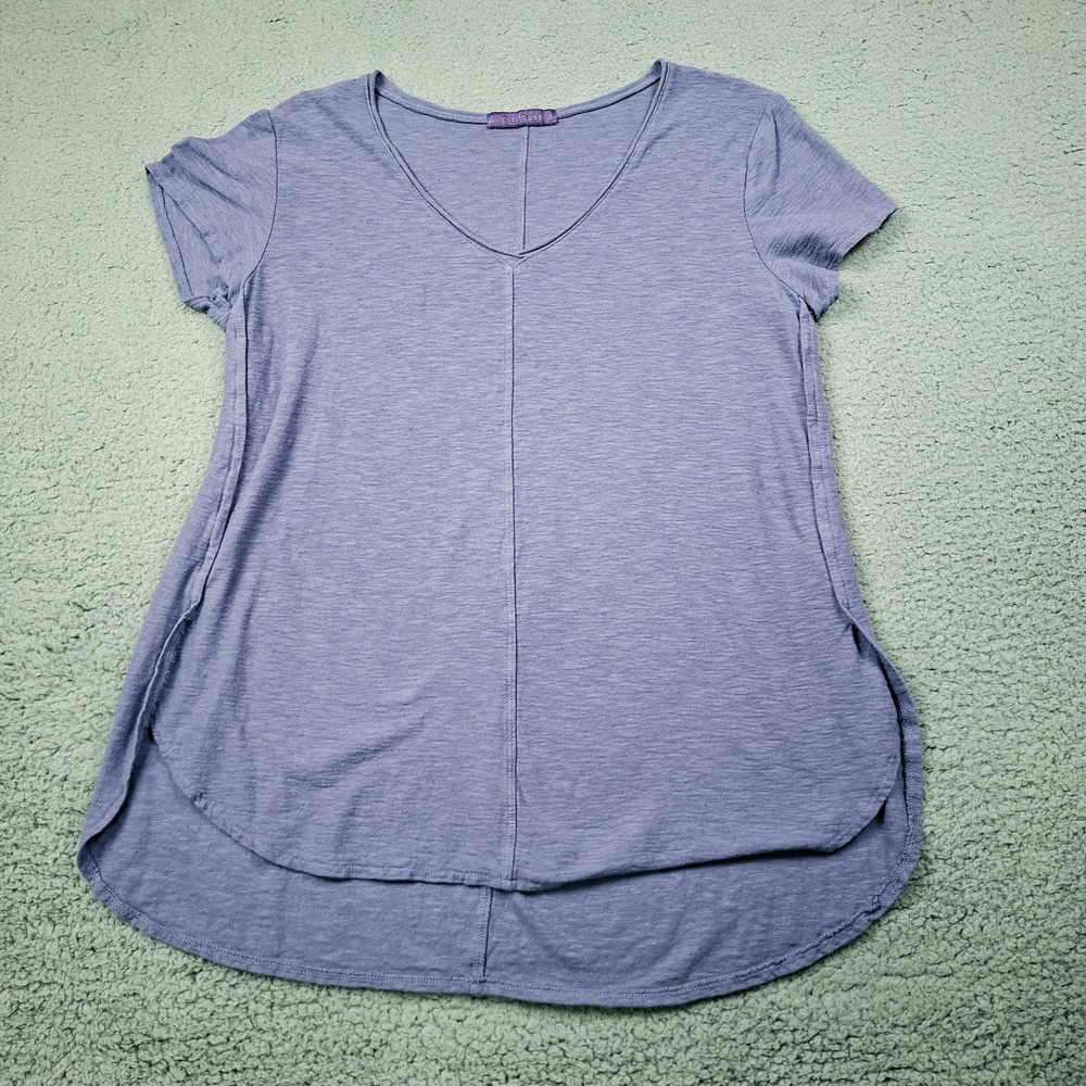 Cut Loose Blouse Womens Medium Purple Linen Blend V Neck Cap Sleeve Tunic Top